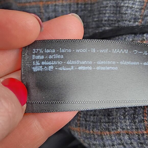 Massimo Dutti Pants Womens 10 Gray Blue Plaid Wool Blend Straight Leg Trousers - Picture 16 of 16